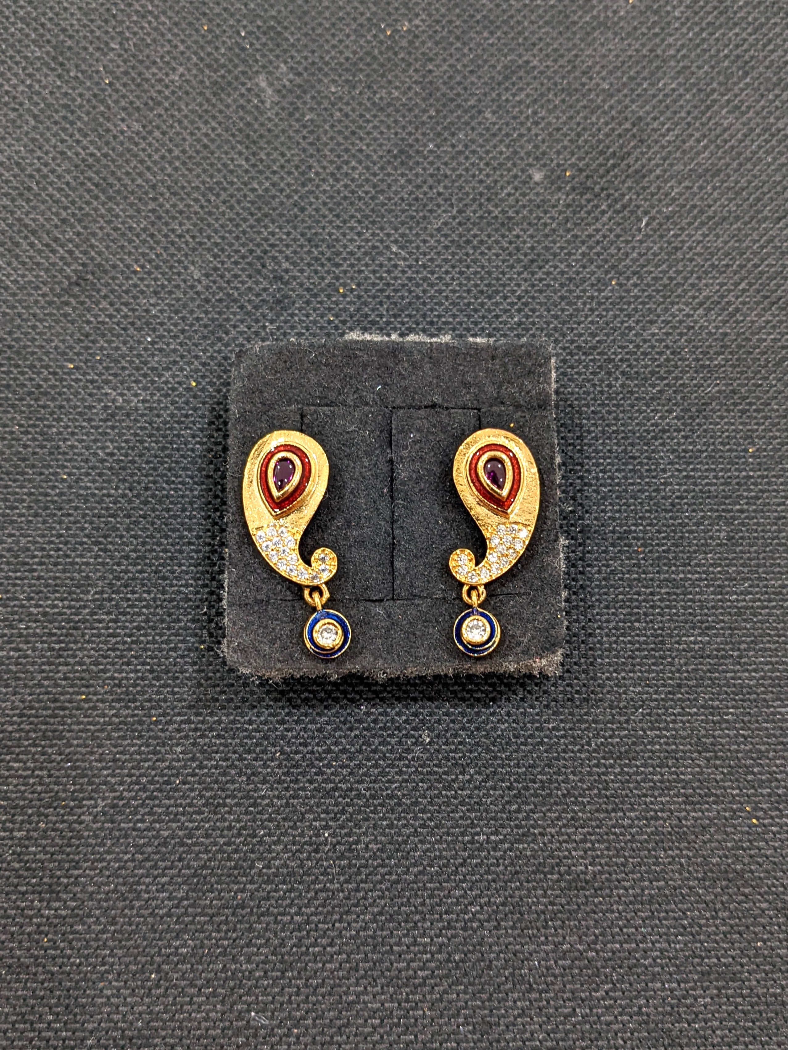 One Gram Gold Jhumki Earring Multi Color Kemp Stone ER3259